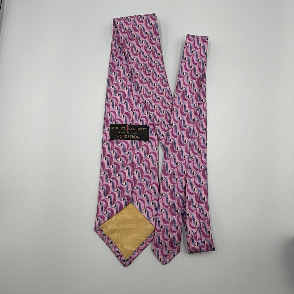 Robert Talbott Best Of Class‎ Silk Necktie Mens Pink Geometric Designer Tie - Picture 4 of 6